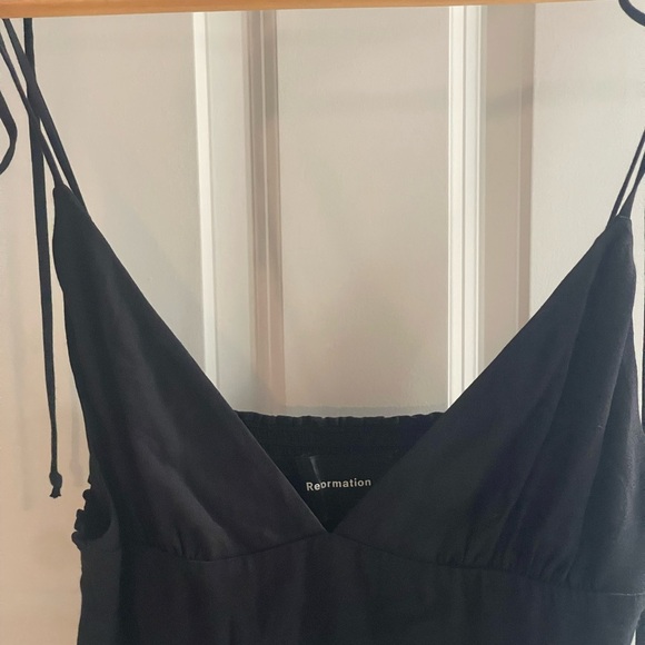NEW Reformation Delilah Tie-Shoulder Top Rayon Viscose Linen Feel Strappy Sz 12 - Picture 5 of 10